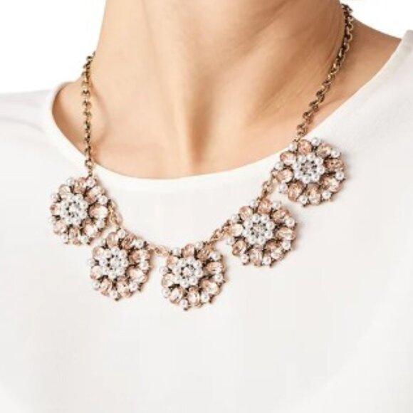 Slate & Willow Blush Pink Crystal & Pearl Statement Necklace - NWOT - Picture 5 of 7